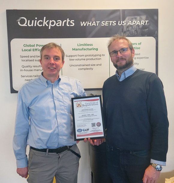 Quickparts Achieves Global ISO 27001:2022 Certification, Highlighting Commitment to Information Security 